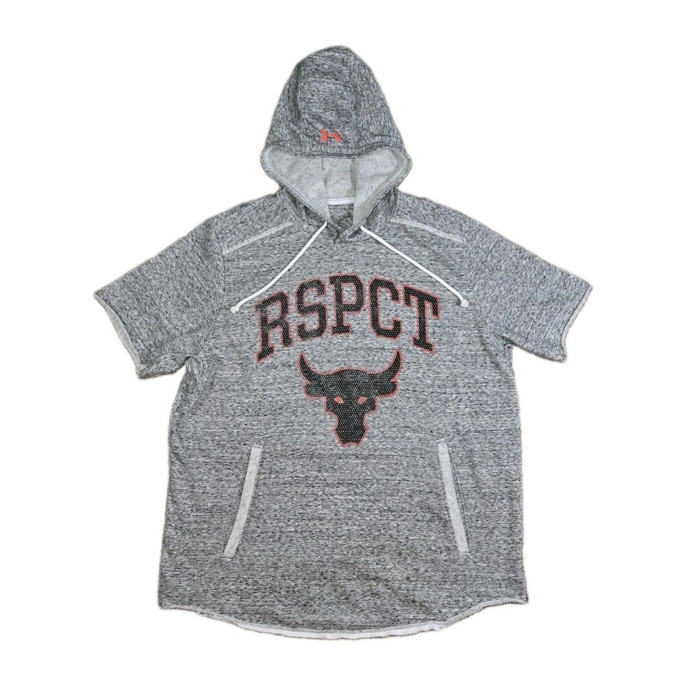 Under Armour Project Rock Terry Short Sleeve Hoodie Large Gray